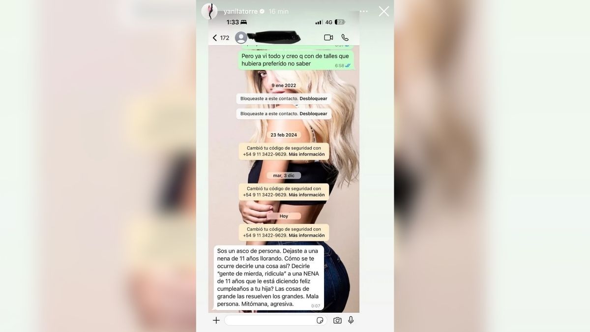 La captura que difundió el número de la China Suárez. La captura que difundió el número de la China Suárez.