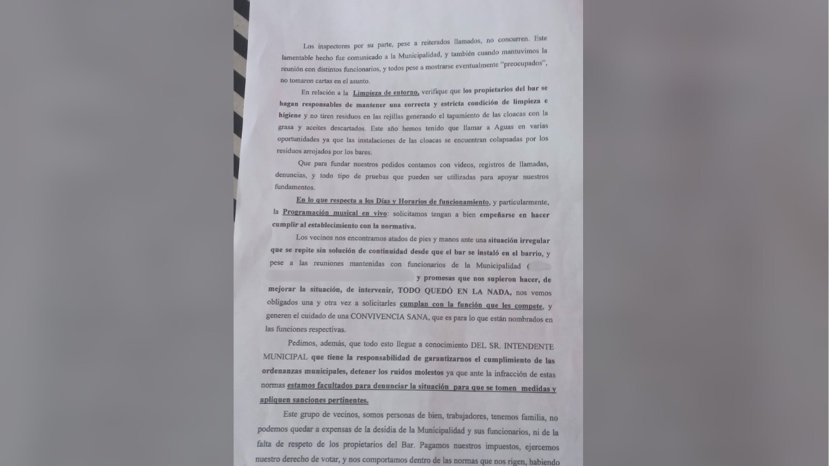 Captura de la denuncia realizada por los vecinos de Candioti Norte. Captura de la denuncia realizada por los vecinos de Candioti Norte.