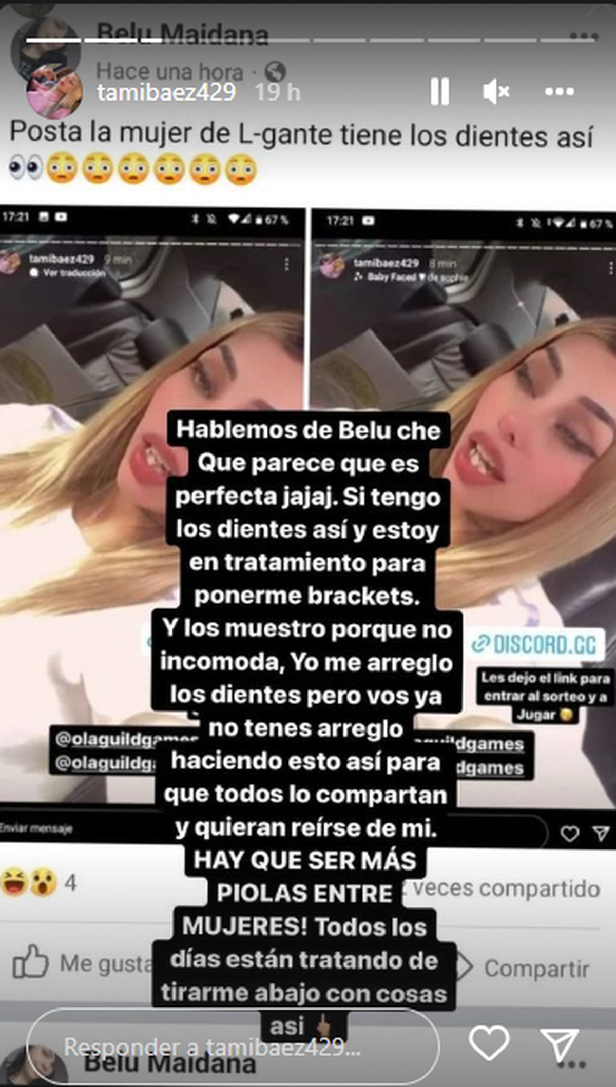 Tamara Báez le contestó a una seguidora.
