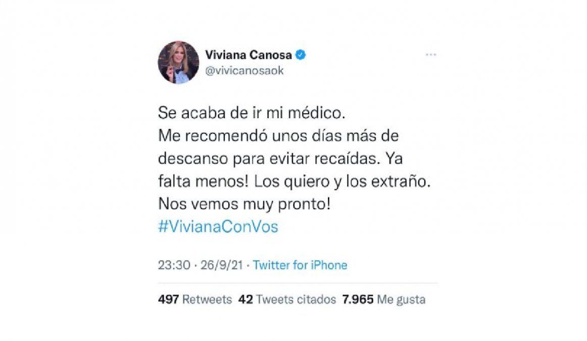 Viviana Canosa generó incertidumbre sobre su estado de salud
