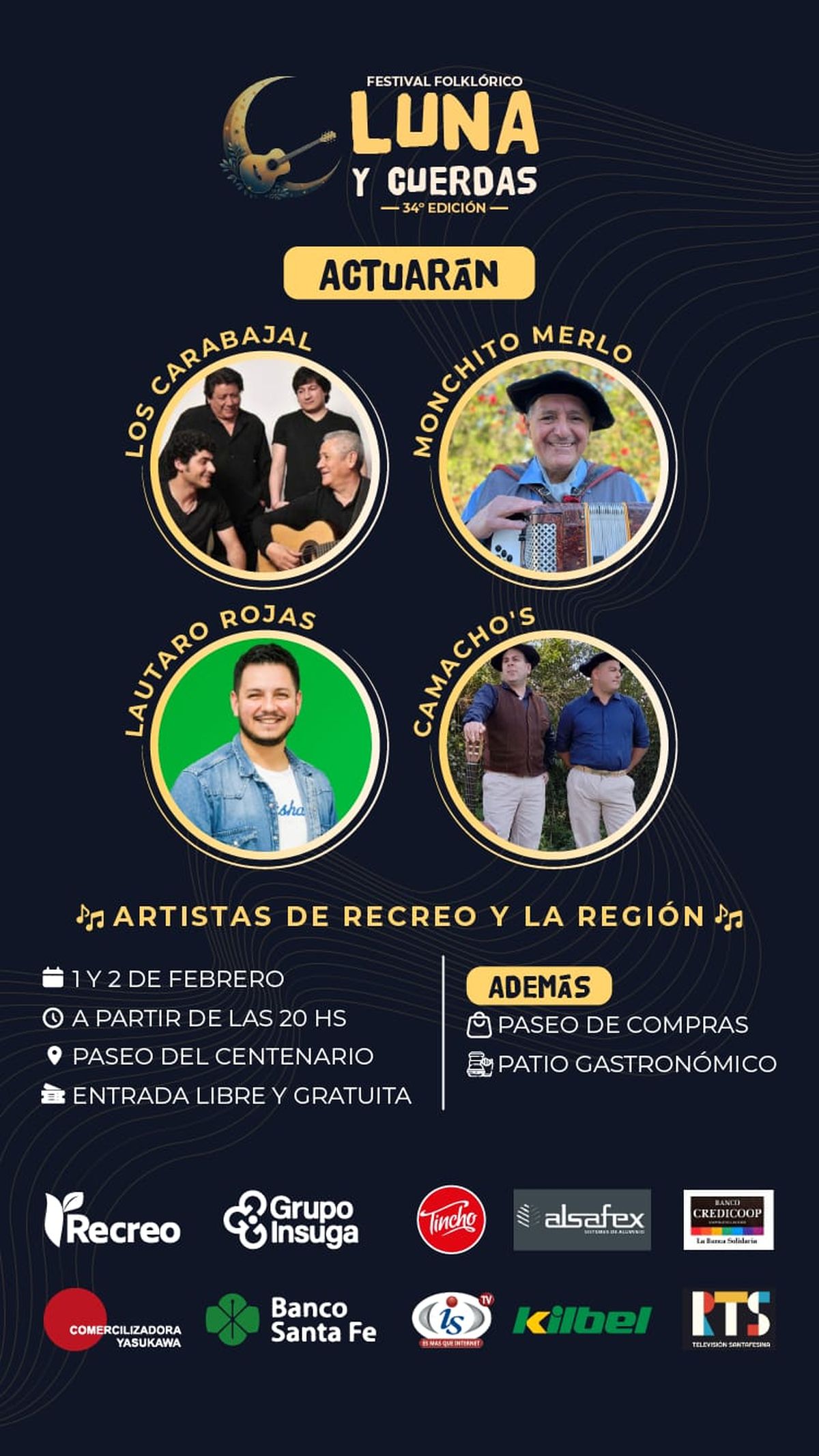 El festival se realizará el día sábado y domingo en el Paseo del Centenario, de la ciudad de Recreo. El festival se realizará el día sábado y domingo en el Paseo del Centenario, de la ciudad de Recreo.