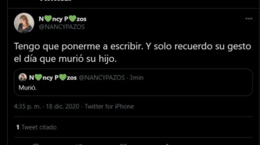 Los primeros tuits de Nancy Pazos. 