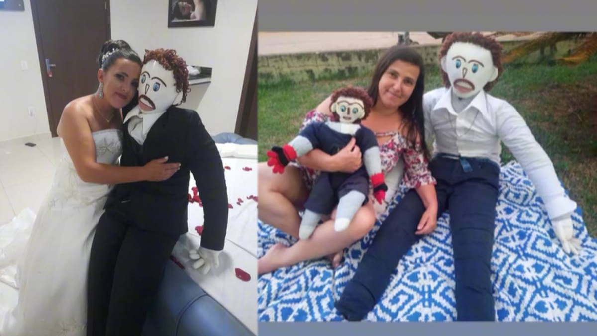 La mujer que se casó con un muñeco dice que su relación pende de un hilo porque él la engañó con otra