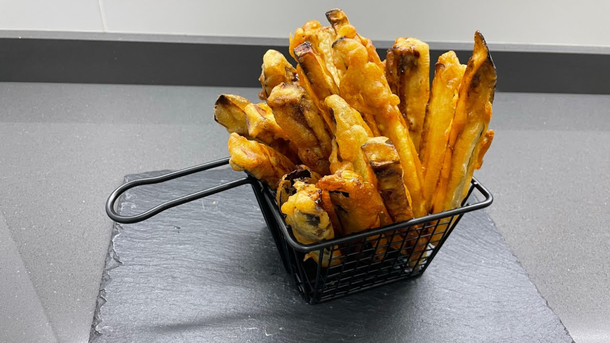 Receta de bastoncitos de berenjena.