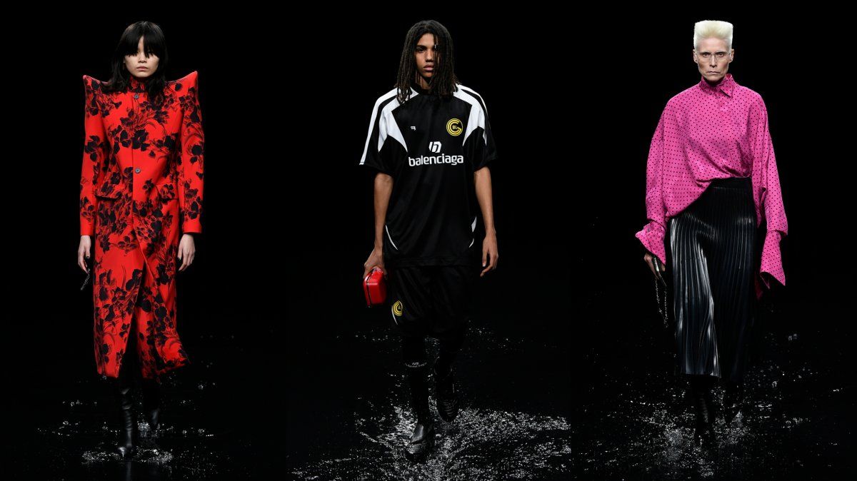 Paris Fashion Week: Balenciaga deslumbró con una pasarela pasada por agua y con piezas de tecnología como accesorio