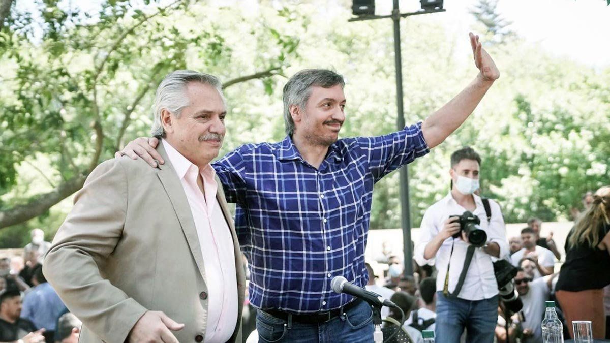 Otros tiempos. El líder de La Cámpora Máximo Kirchner junto al presidente Alberto Fernández.
