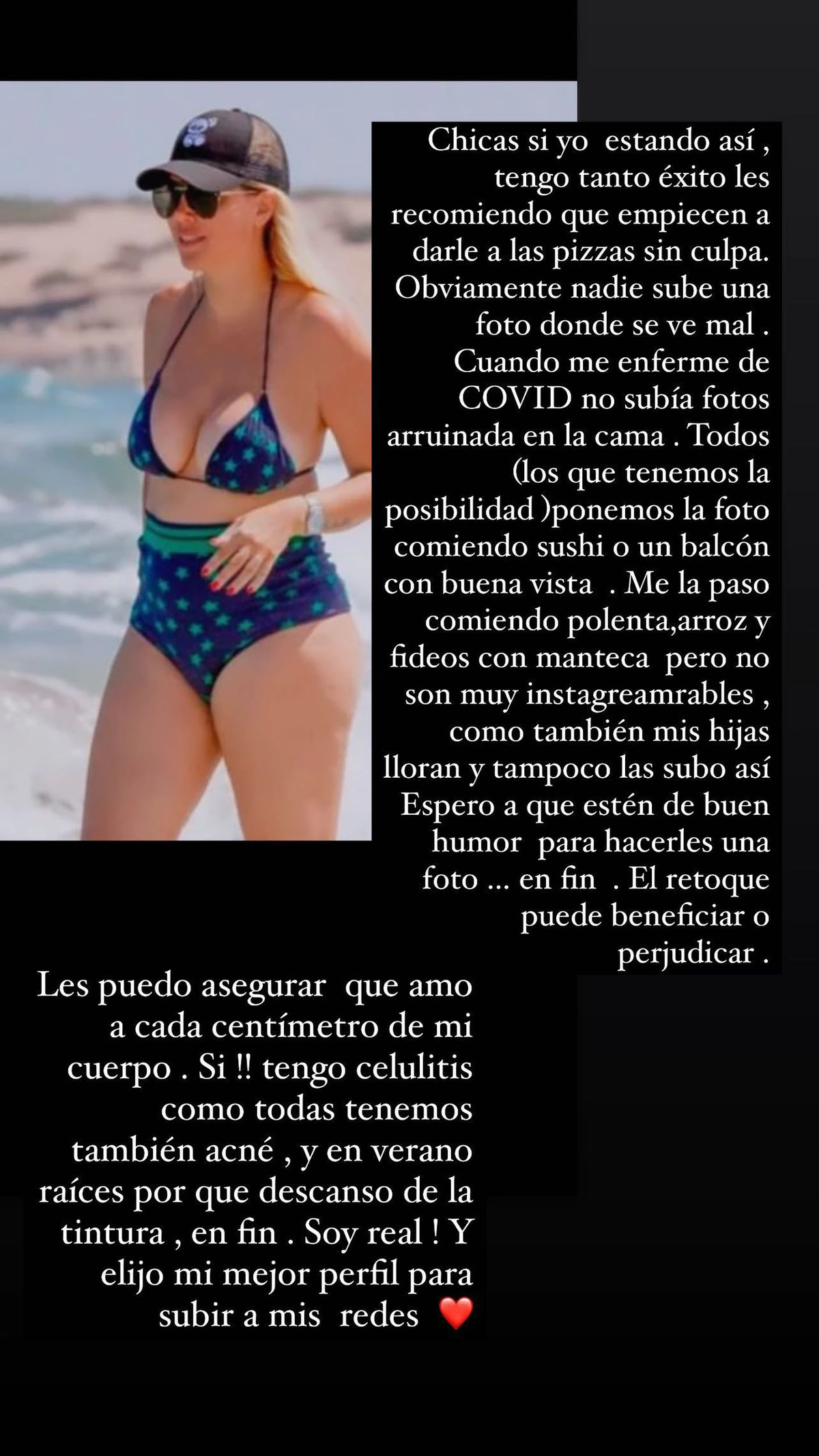 Wanda Nara sobre sus fotos sin filtros