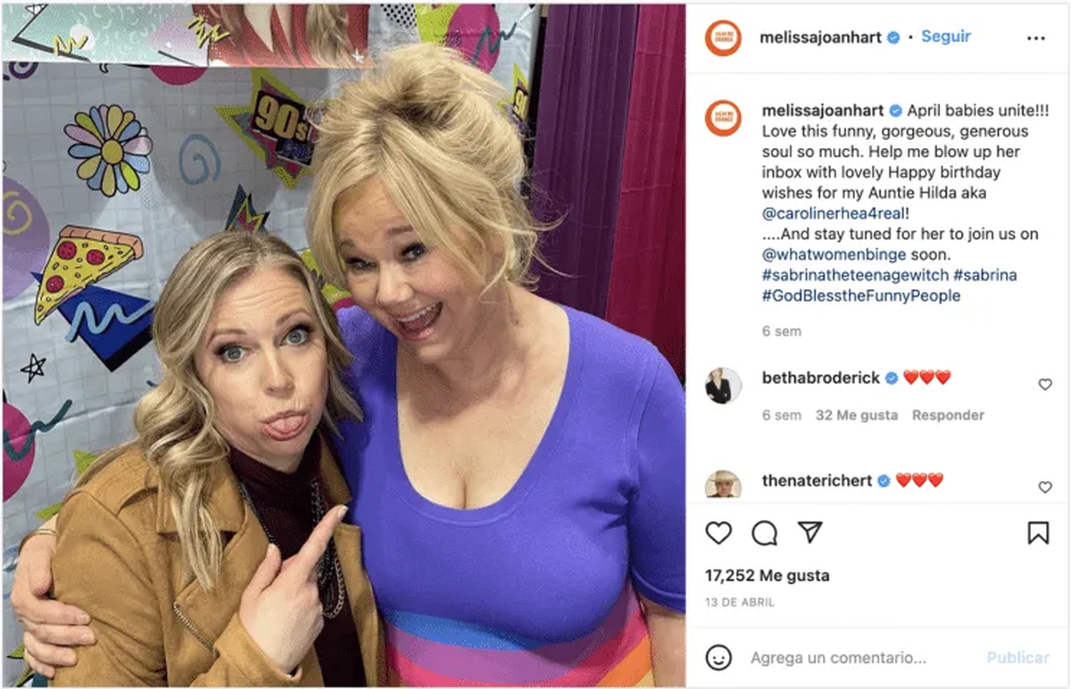 El reencuentro de Melissa Joan Hart con Caroline Rhea, la actriz que le dio vida a la tía de Sabrina, Hilda.