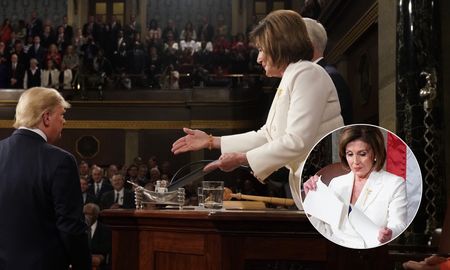 Trump le negó el saludo a la líder demócrata, Nancy Pelosi. Trump le negó el saludo a la líder demócrata, Nancy Pelosi.