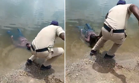 Un equipo rescatistas hallaron el cuerpo de un hombre flotando en un estanque en Hanumakonda, India. Un equipo rescatistas hallaron el cuerpo de un hombre flotando en un estanque en Hanumakonda, India.