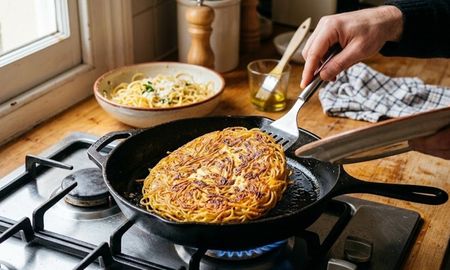 Fideos estilo tortilla invertida. Fideos estilo tortilla invertida.
