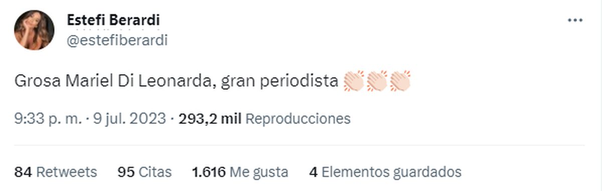 Estefi Berardi se burló de Yanina Latorre en Twitter. Estefi Berardi se burló de Yanina Latorre en Twitter.