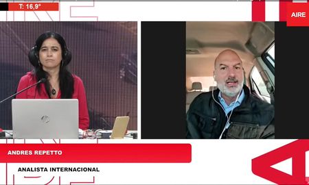 Andrés Repetto en AIRE este jueves. La guerra en Ucrania involucra cada vez a más países.