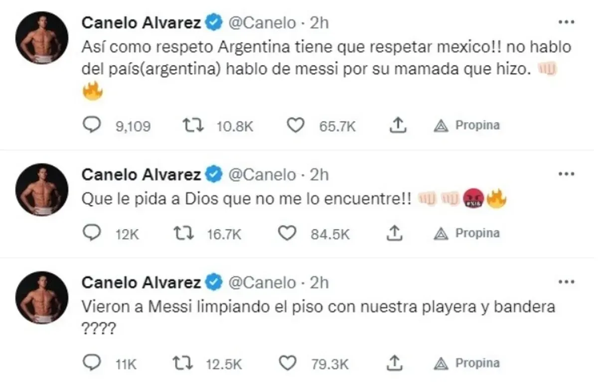 Canelo Álvarez, furioso con Lionel Messi en Twitter.