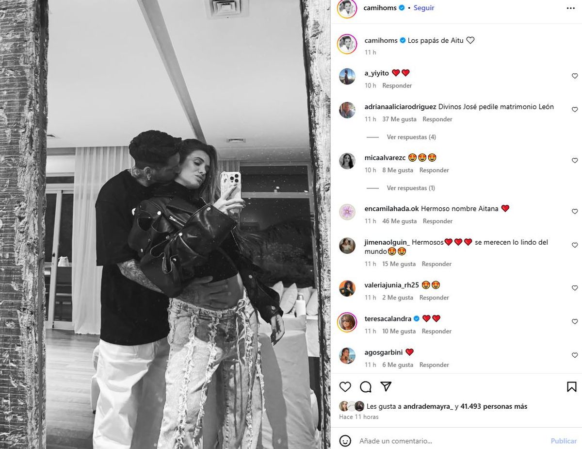 Cami Homs y José Sosa le pondrán Aitana a su hija. Cami Homs y José Sosa le pondrán Aitana a su hija.