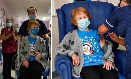 Margaret Keenan fue la primera paciente en recibir la vacuna de Pfizer contra el coronavirus. Margaret Keenan fue la primera paciente en recibir la vacuna de Pfizer contra el coronavirus.