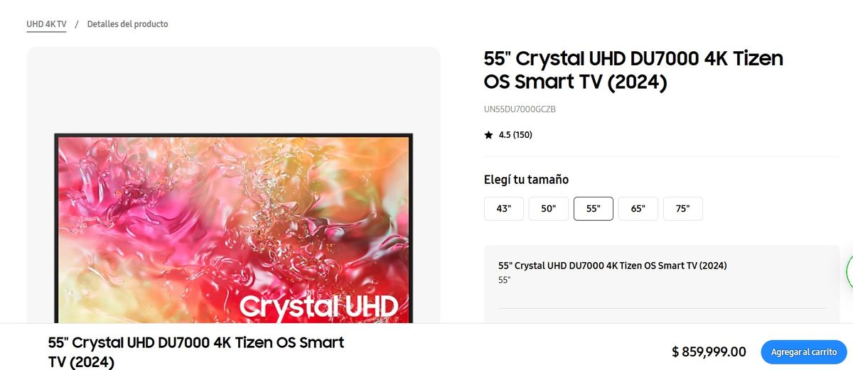 El precio del televisor Samsung de 55 pulgadas. El precio del televisor Samsung de 55 pulgadas.