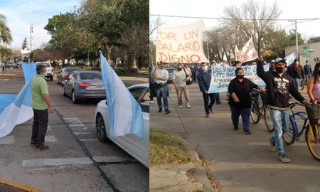 Por un lado, vecinos se manifestaron contra la expropiación de la empresa. Por otro, trabajadores de la Algodonera de Vicentin reclamaron mejoras salariales y laborales. Por un lado, vecinos se manifestaron contra la expropiación de la empresa. Por otro, trabajadores de la Algodonera de Vicentin reclamaron mejoras salariales y laborales.