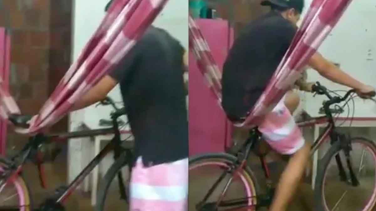 Un hombre muestra c&oacute;mo hacer cardio con una hamaca