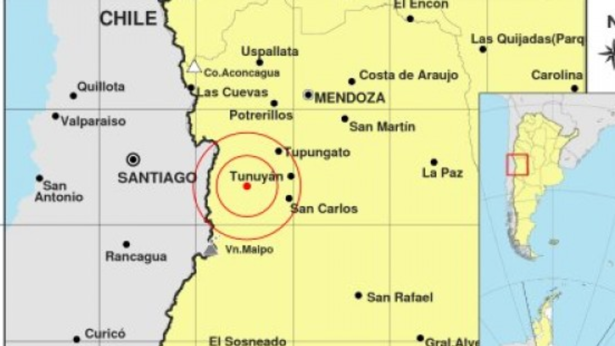 El sismo tuvo una profundidad de 130 kilómetros y su epicentro fue en Tunuyán