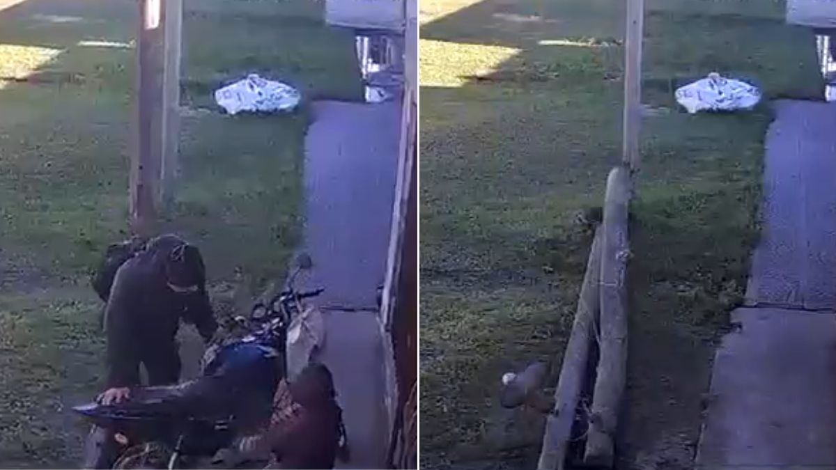 Las cámaras de seguridad registraron el dramático momento en que un poste cayó sobre la vereda apenas 20 segundos después de que un papá y su hija pasaran por el lugar, en barrio Belgrano de la ciudad de Santa Fe.&nbsp;