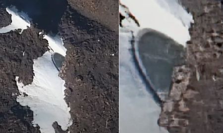 La imagen del ovni oculto en la Antártida. La imagen del ovni oculto en la Antártida.