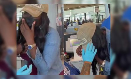 La mujer tuvo que quitarse la gorra y sin querer tuvo un imprevisto. La mujer tuvo que quitarse la gorra y sin querer tuvo un imprevisto.
