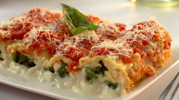 Canelones de espinaca y ricota caseros.