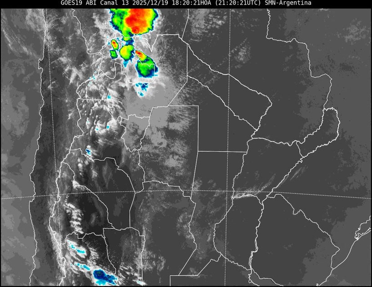 La imagen satelital muestra ingreso nubosidad a la provincia de Santa Fe.      