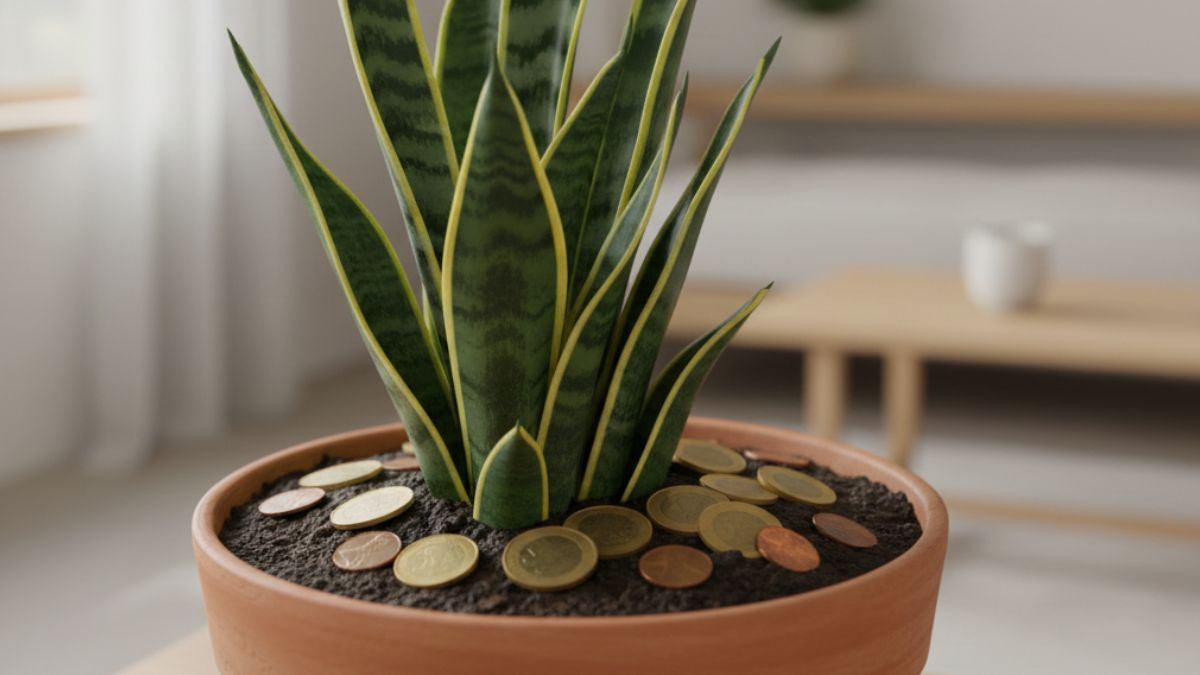 Para qué sirve poner monedas en la tierra de la lengua de suegra.&nbsp;