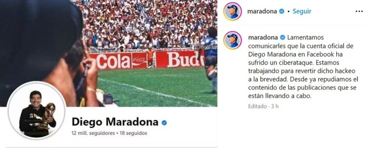 La familia de Diego Maradona repudió el ciberataque.