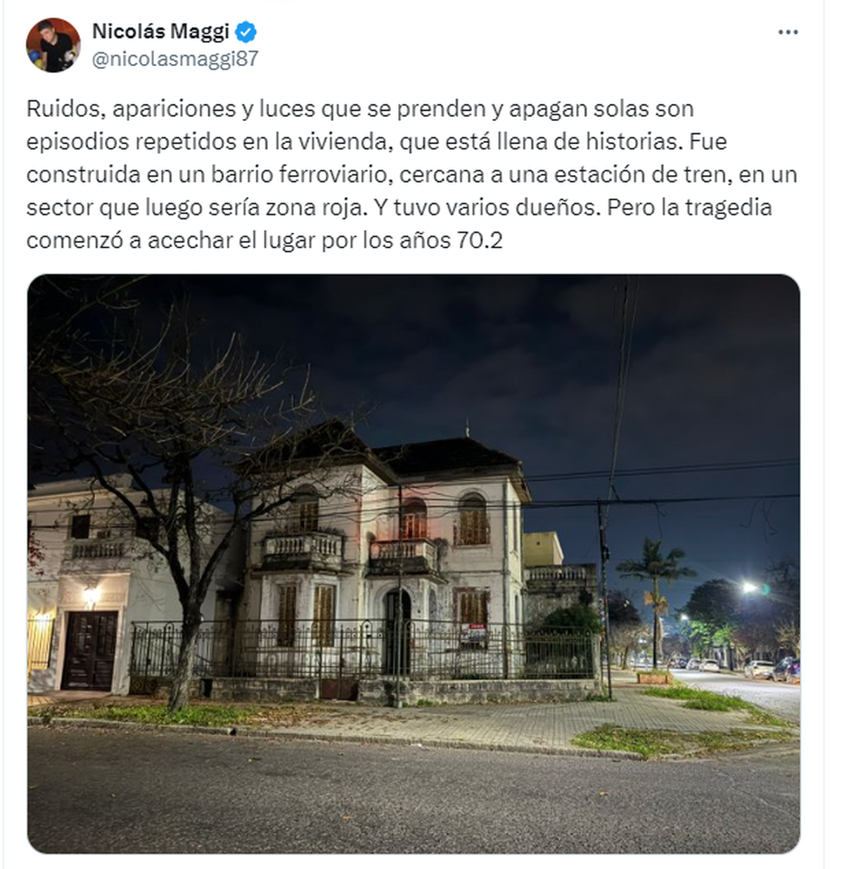 Casa de barrio sur: captura del hilo de twitter.