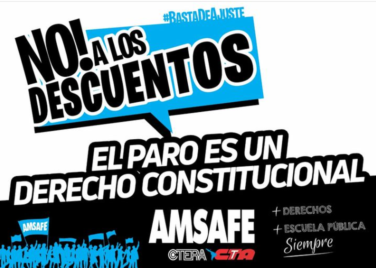 Amsafé exigirá al gobierno que retrotraiga la medida de descontar el día de paro a los docentes. Amsafé exigirá al gobierno que retrotraiga la medida de descontar el día de paro a los docentes.