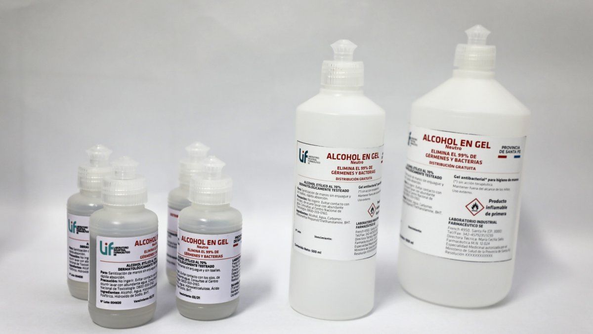 Coronavirus: el LIF ya produce alcohol en gel para todo el sistema de salud provincial