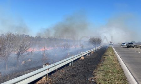 El incendio se produjo a la altura del country Los Molinos y trabajan bomberos. El incendio se produjo a la altura del country Los Molinos y trabajan bomberos.