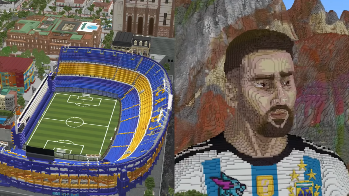 La Bombonera, la avenida 9 de Julio, Messi y Maradona fueron parte de la recreación argentina en Minecraft. La Bombonera, la avenida 9 de Julio, Messi y Maradona fueron parte de la recreación argentina en Minecraft.