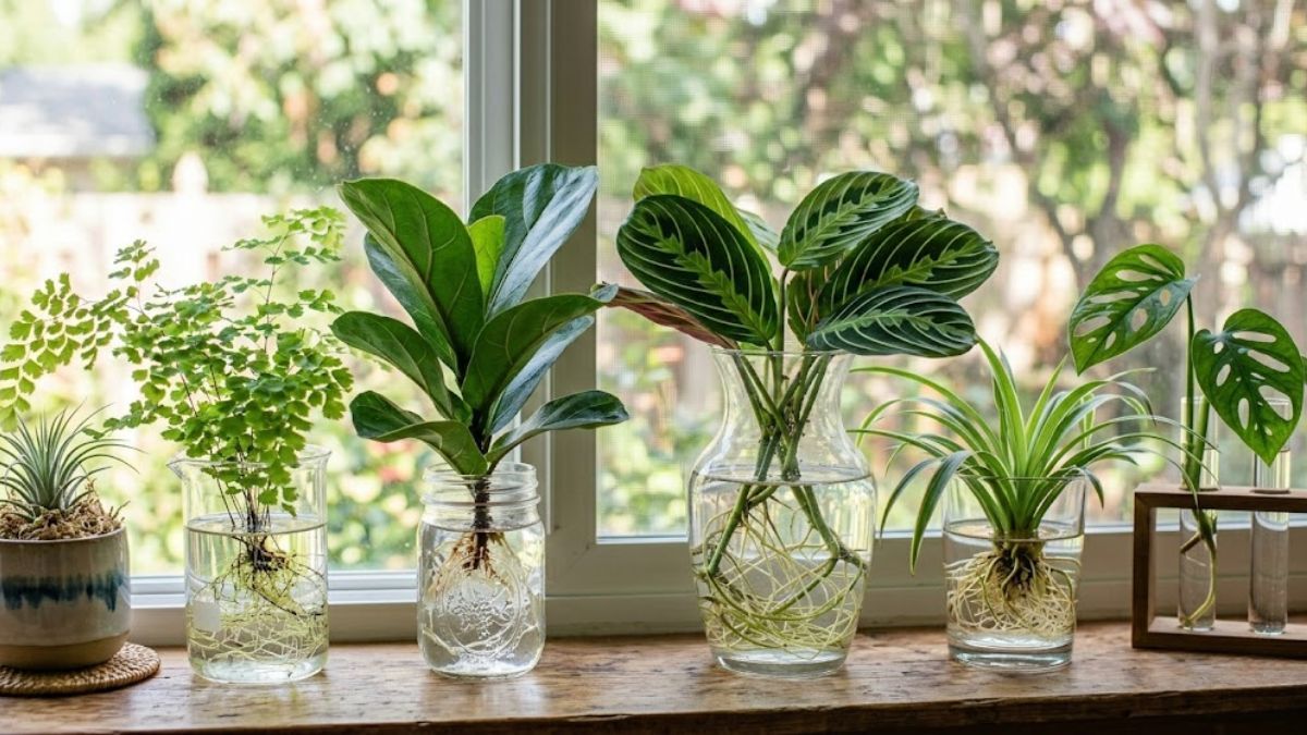 Esta planta que crece en un vaso con agua y es ideal para interiores.