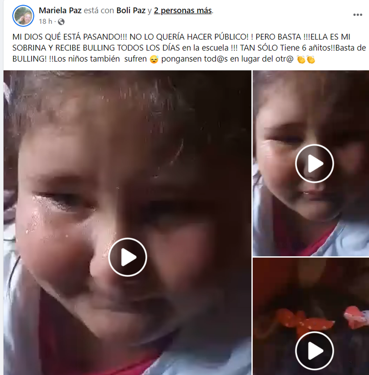 El posteo de Mariela Paz, tía de la nena.