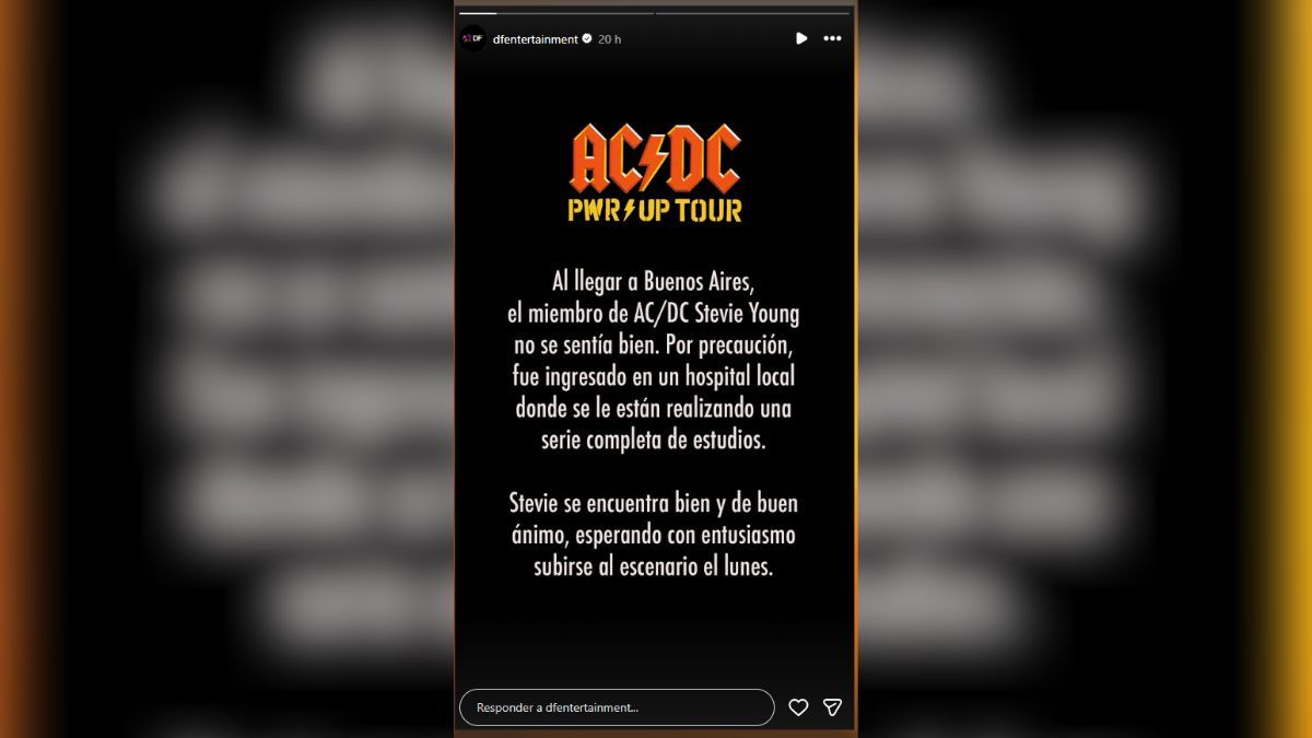 El comunicado que emiti&oacute; la productora que trae a AC/DC tras la internaci&oacute;n de Stevie Young.