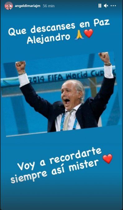 Ángel Di María, subcampeón del mundo en 2014 con Sabella, despidió a su ex DT en Instagram.