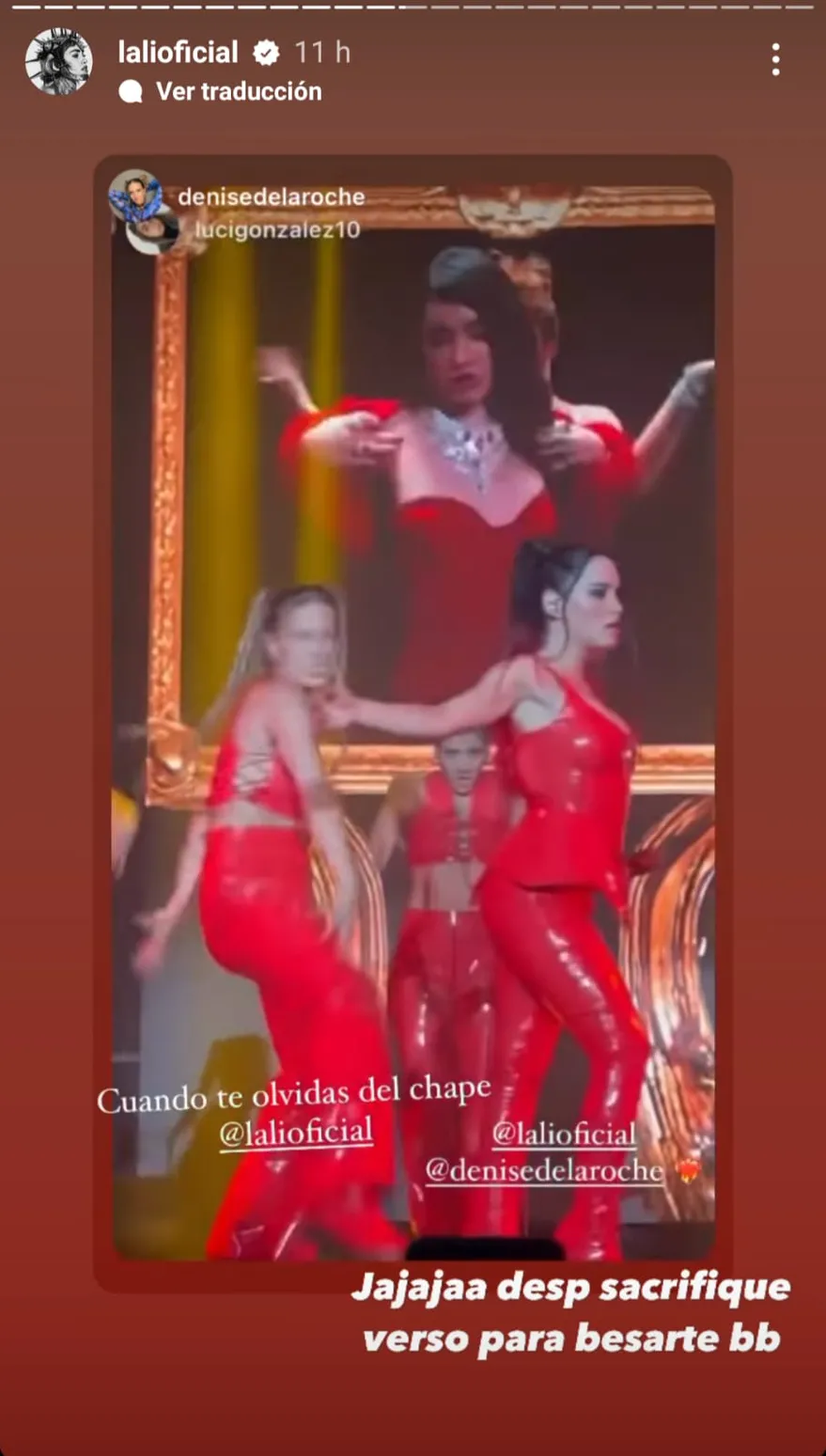 El posteo de Lali y Denise, dando cuenta del divertido blooper. 
