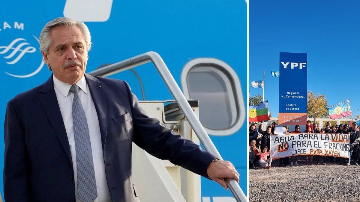 Alberto Fernández llega a Neuquén en medio de un reclamo mapuche por la construcción del gasoducto Néstor Kirchner.
