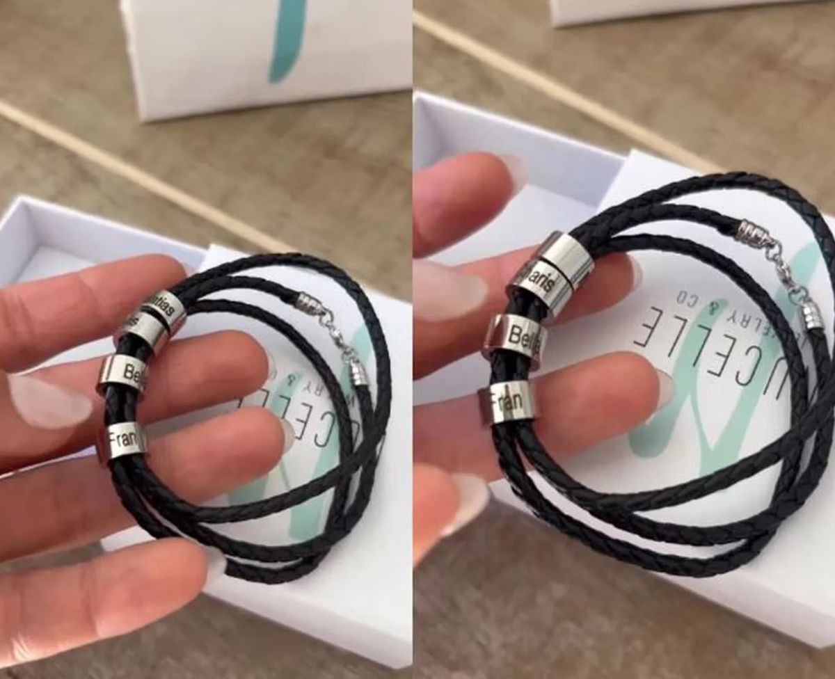 La pulsera que Cinthia Fernández le regaló a Matías Defederico por el "Día del Padre". La pulsera que Cinthia Fernández le regaló a Matías Defederico por el "Día del Padre".