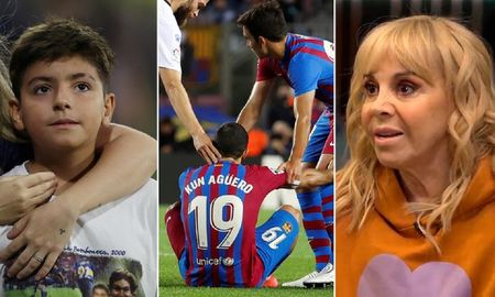 En el partido que el Barcelona empató con Alaves, el Kun Agüero quedó tendido sobre el césped. En el estadio estaban su hijo y su ex suegra. En el partido que el Barcelona empató con Alaves, el Kun Agüero quedó tendido sobre el césped. En el estadio estaban su hijo y su ex suegra.
