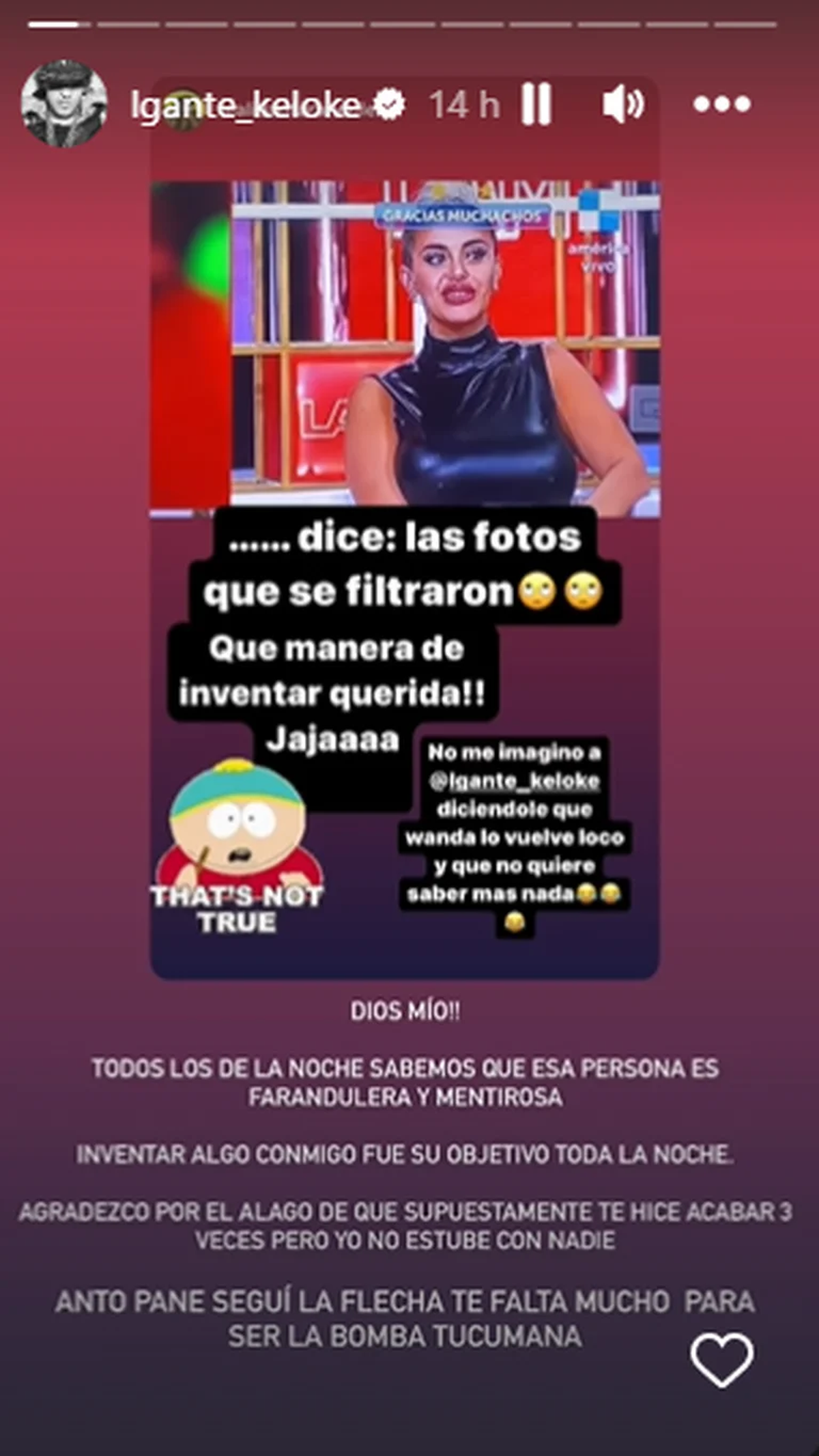 Visiblemente enojado, L-Gante se despidió hablándole directamente a la influencer erótica.