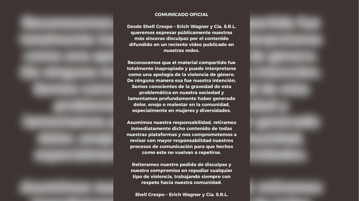 Las disculpas de la empresa. Las disculpas de la empresa.