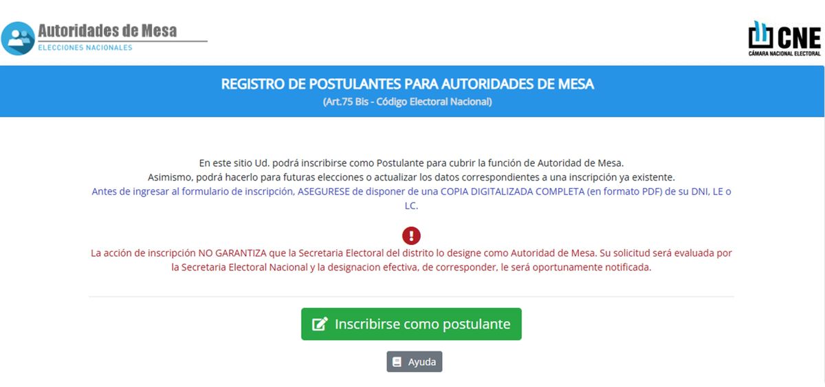 De cara a las elecciones legislativas de octubre, se abrieron la inscripciones para postulantes como autoridad de mesa. De cara a las elecciones legislativas de octubre, se abrieron la inscripciones para postulantes como autoridad de mesa. 