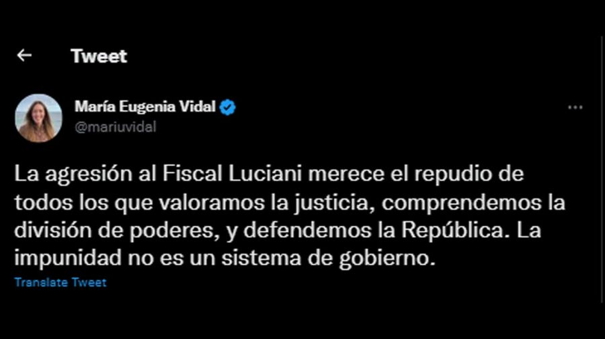 El mensaje que compartió Vidal.