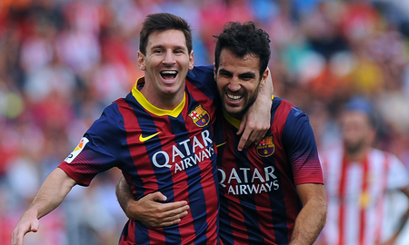 Lionel Messi y Cesc Fábregas juntos en Barcelona. Lionel Messi y Cesc Fábregas juntos en Barcelona.