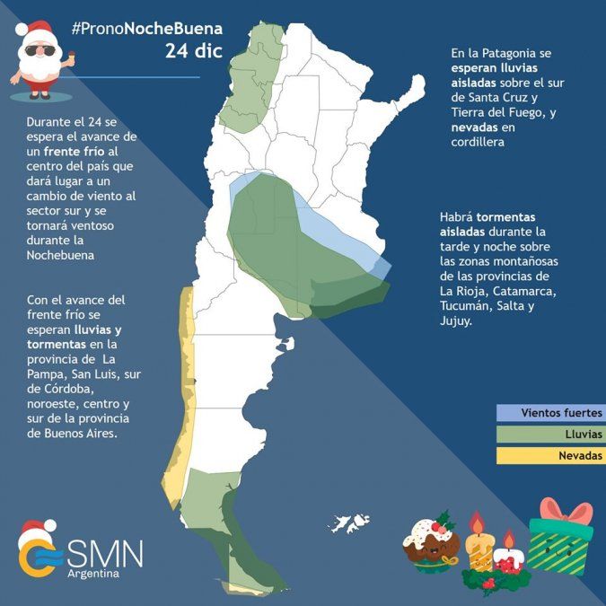Cómo estará el tiempo esta Navidad en todo el país